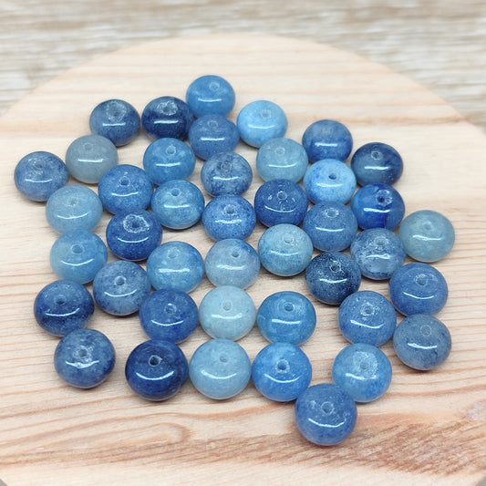Aventurine bleue donut – perles naturelles teintées 8 mm – lot de 40