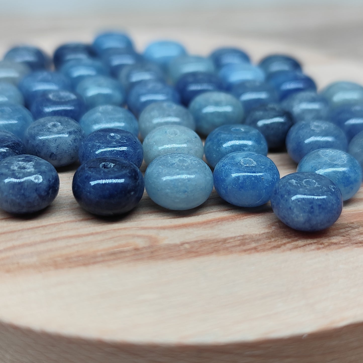 Aventurine bleue donut – perles naturelles teintées 8 mm – lot de 40