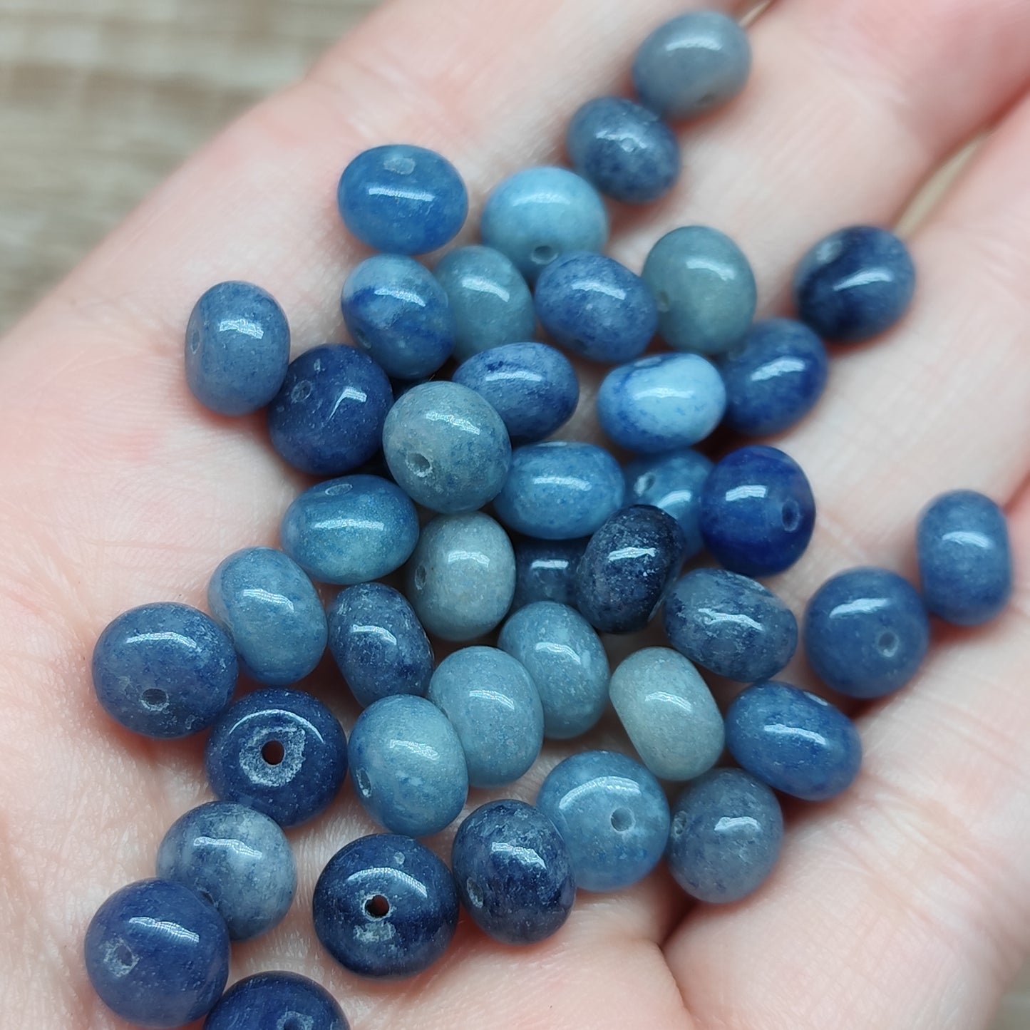 Aventurine bleue donut – perles naturelles teintées 8 mm – lot de 40