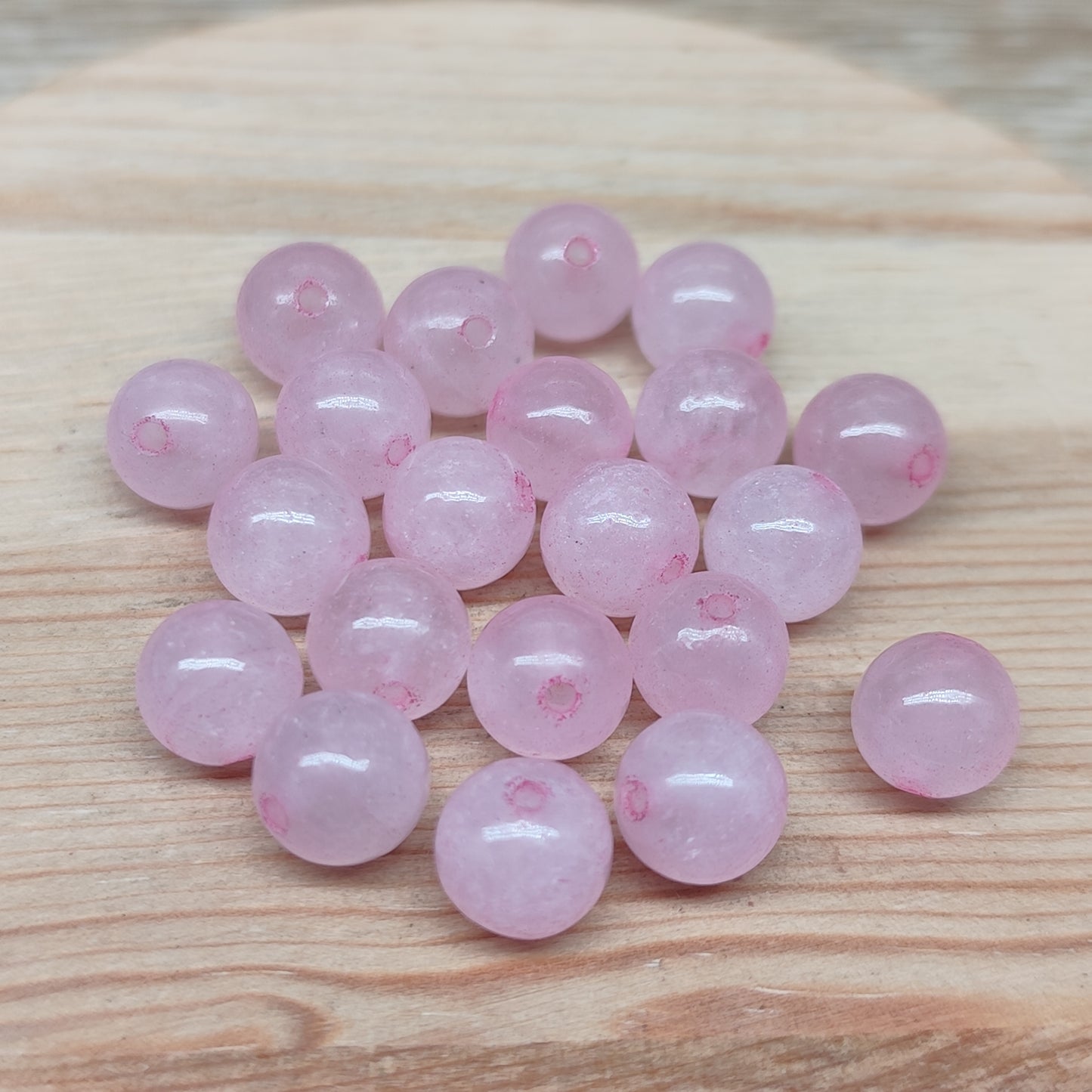 Quartzite rose – perles naturelles teintées 8 mm – lot de 20
