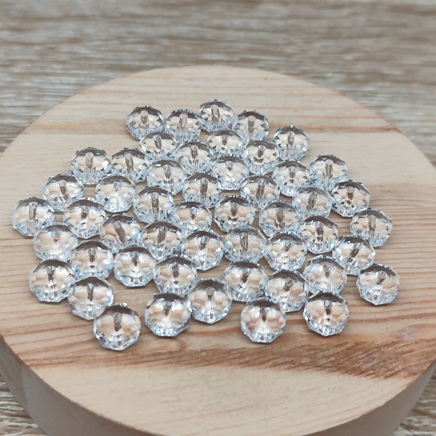 Perle plate verre facetté - 7,5 mm – lot de 50
