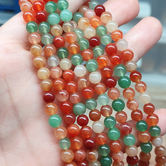 Jade soie dorée - perles naturelles 6 mm – 1 fil