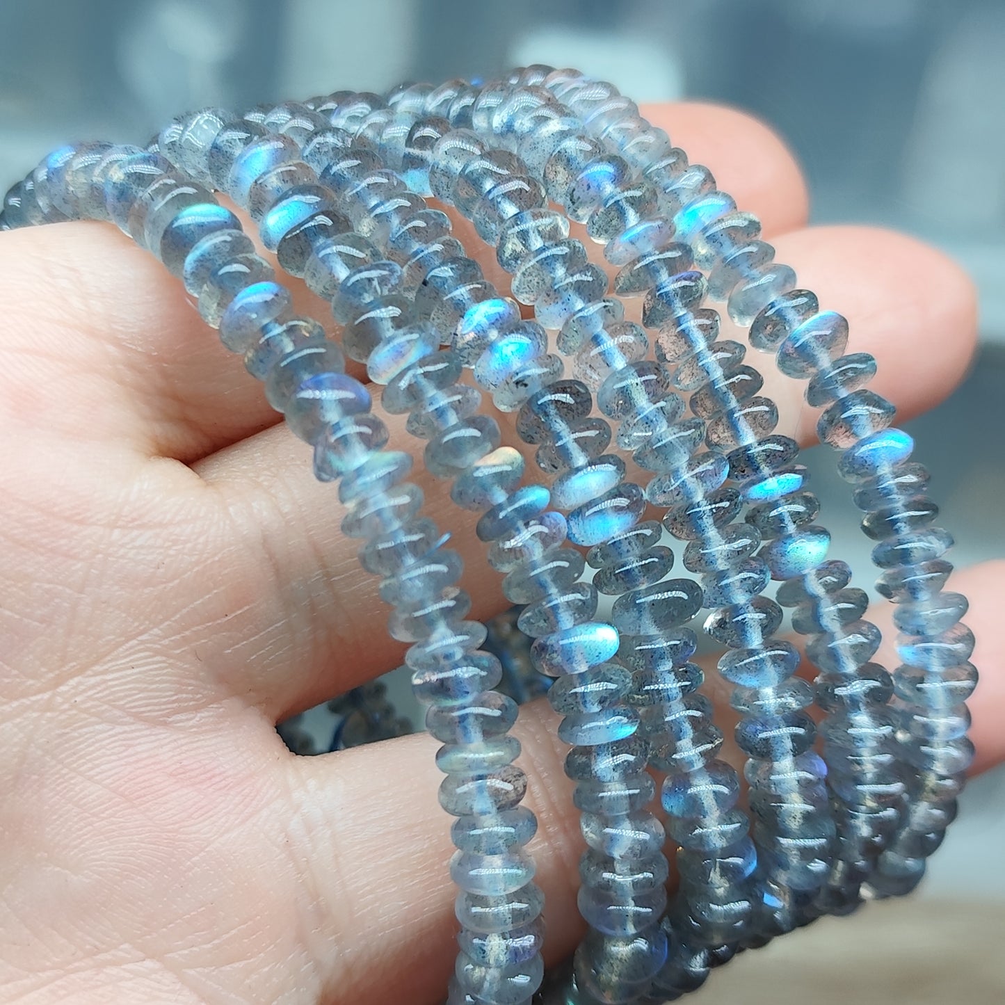 Labradorite donut - 6 mm - 1 bracelet entier