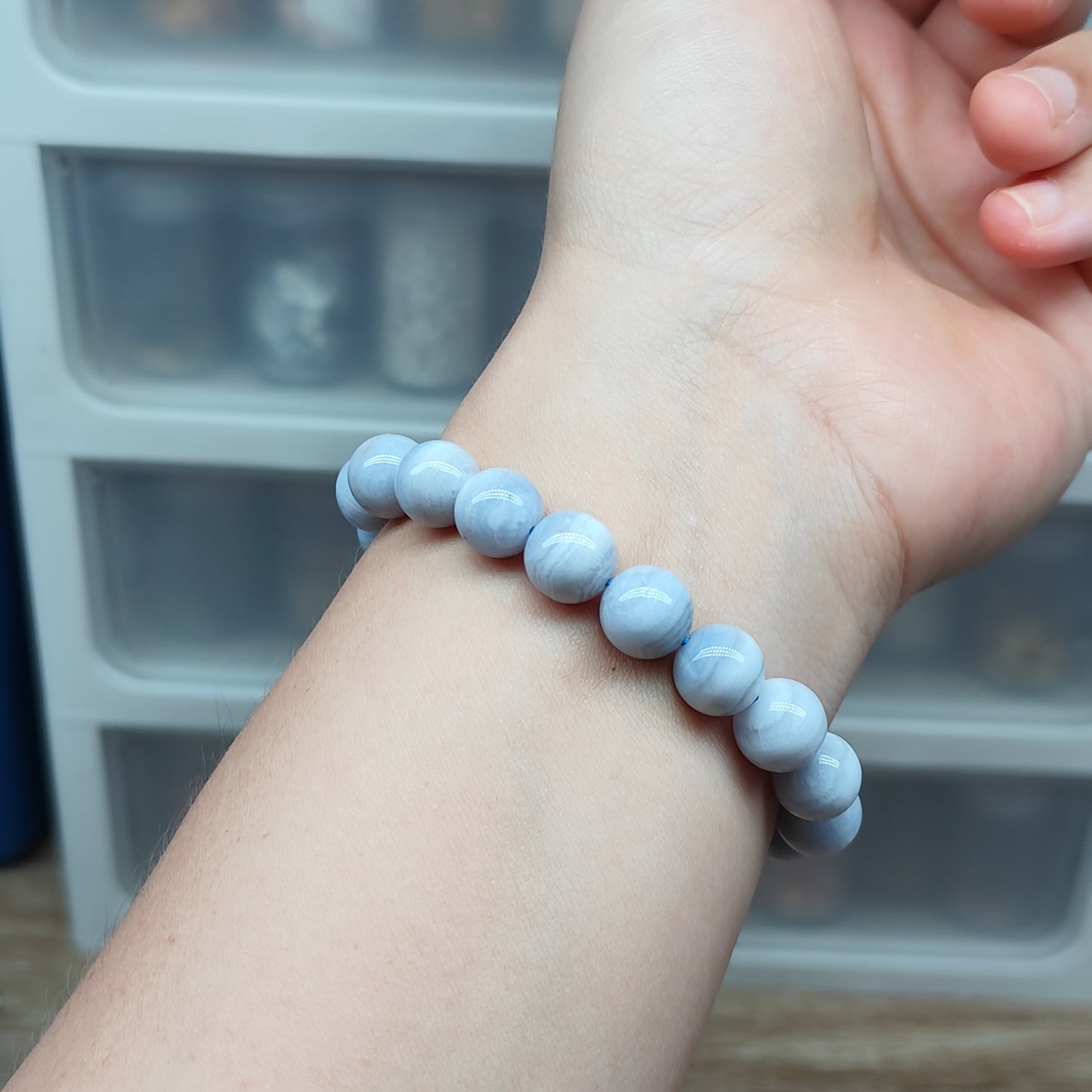 Agate bleue dentelle 15.5 cm