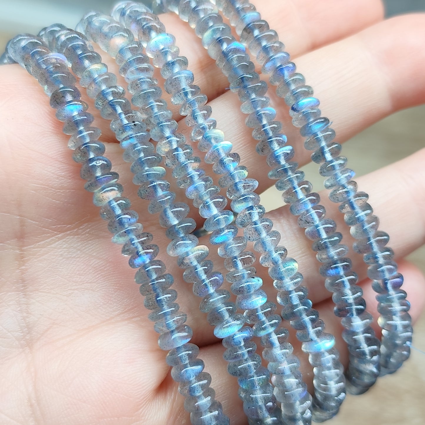 Labradorite donut - 5,5 mm - 1 bracelet entier