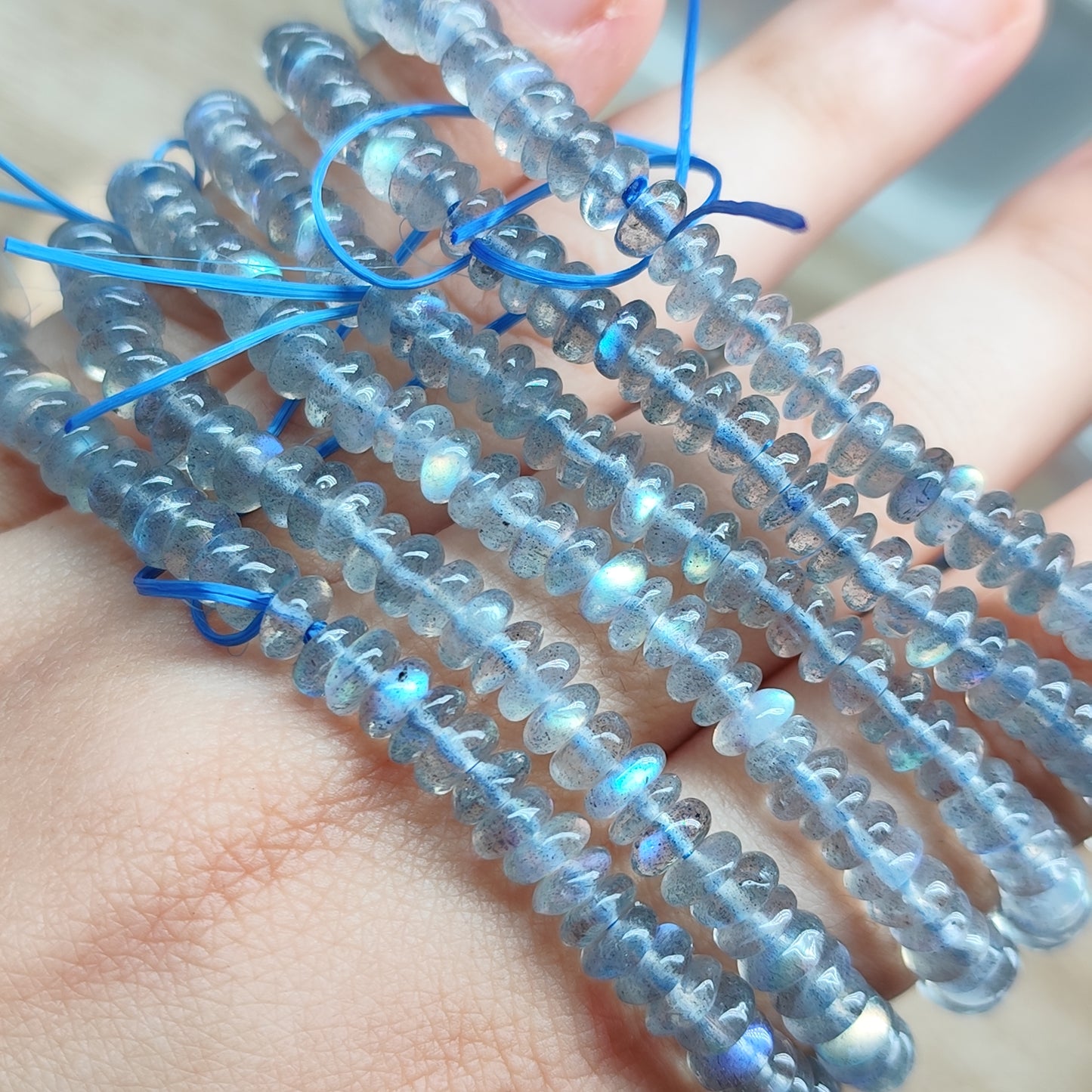 Labradorite donut - 5,5 mm - 1 bracelet entier