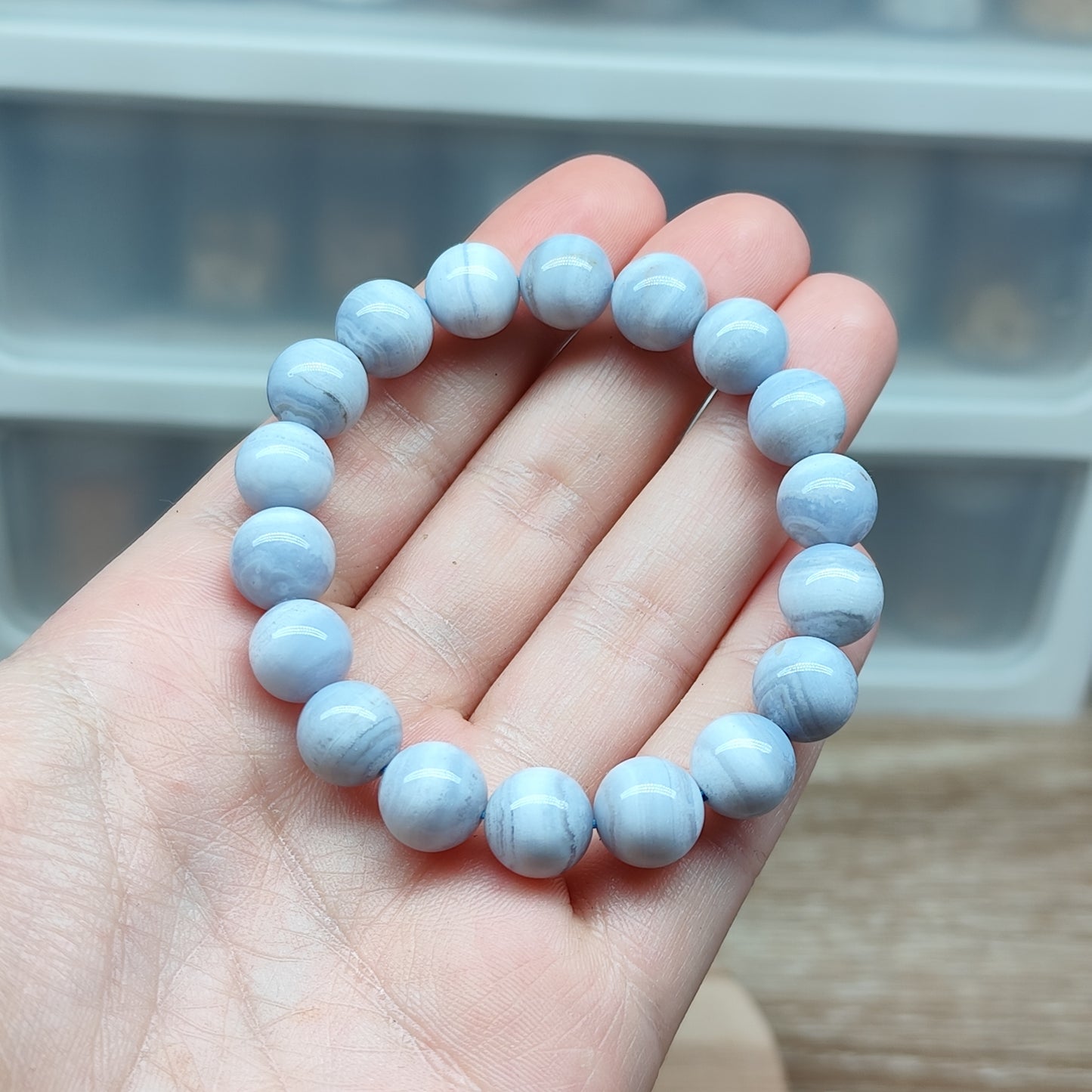Agate bleue dentelle 15.5 cm