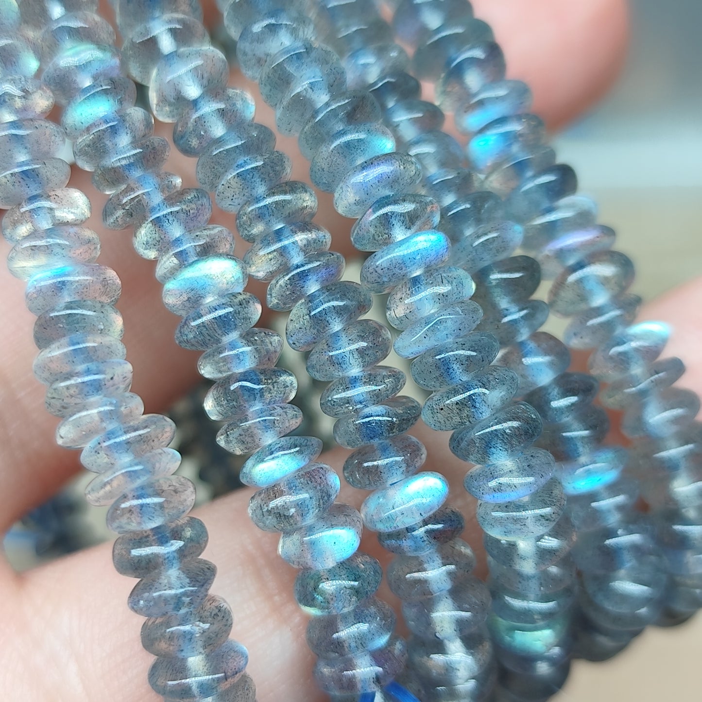 Labradorite donut - 6 mm - 1 bracelet entier