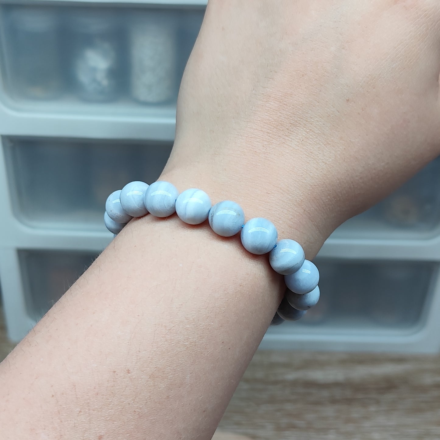 Agate bleue dentelle 15.5 cm