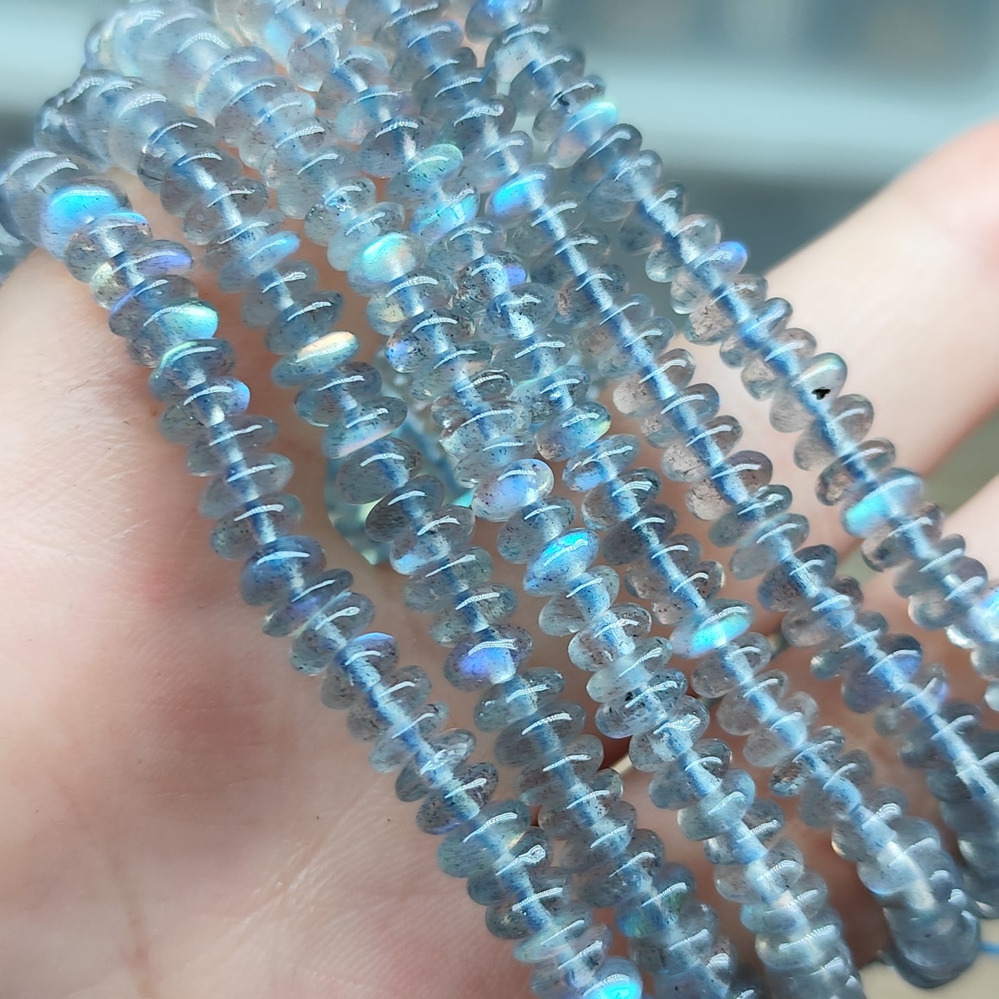 Labradorite donut - 5,5 mm - 1 bracelet entier