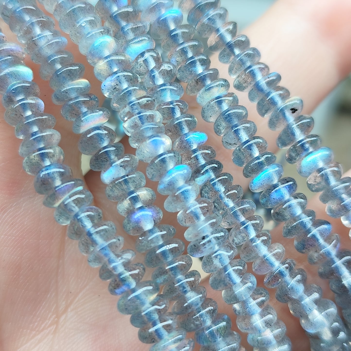 Labradorite donut - 5,5 mm - 1 bracelet entier