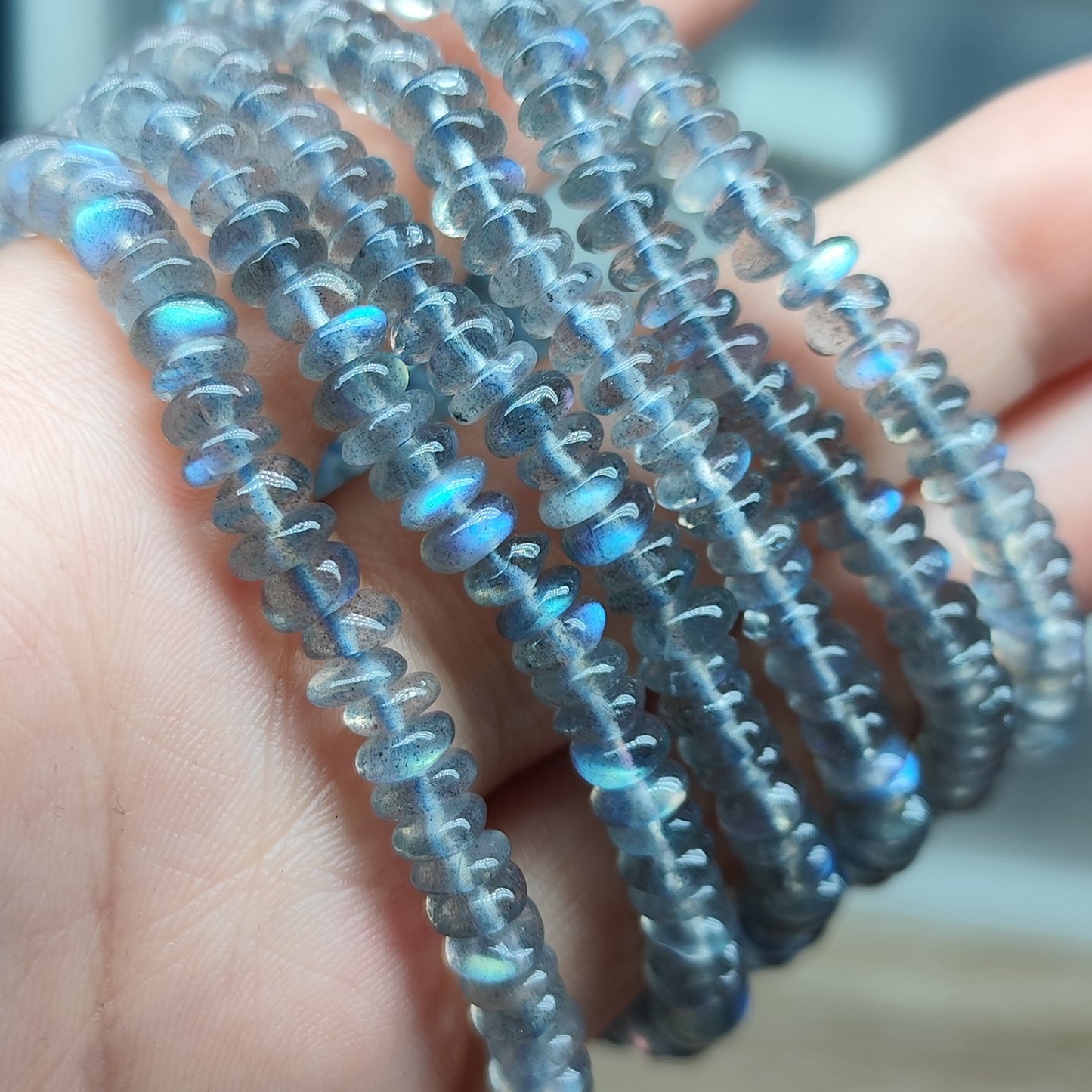 Labradorite donut - 6 mm - 1 bracelet entier