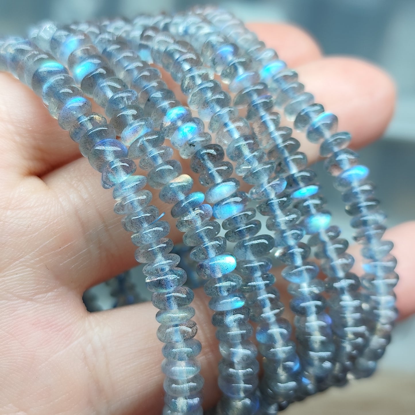 Labradorite donut - 6 mm - 1 bracelet entier