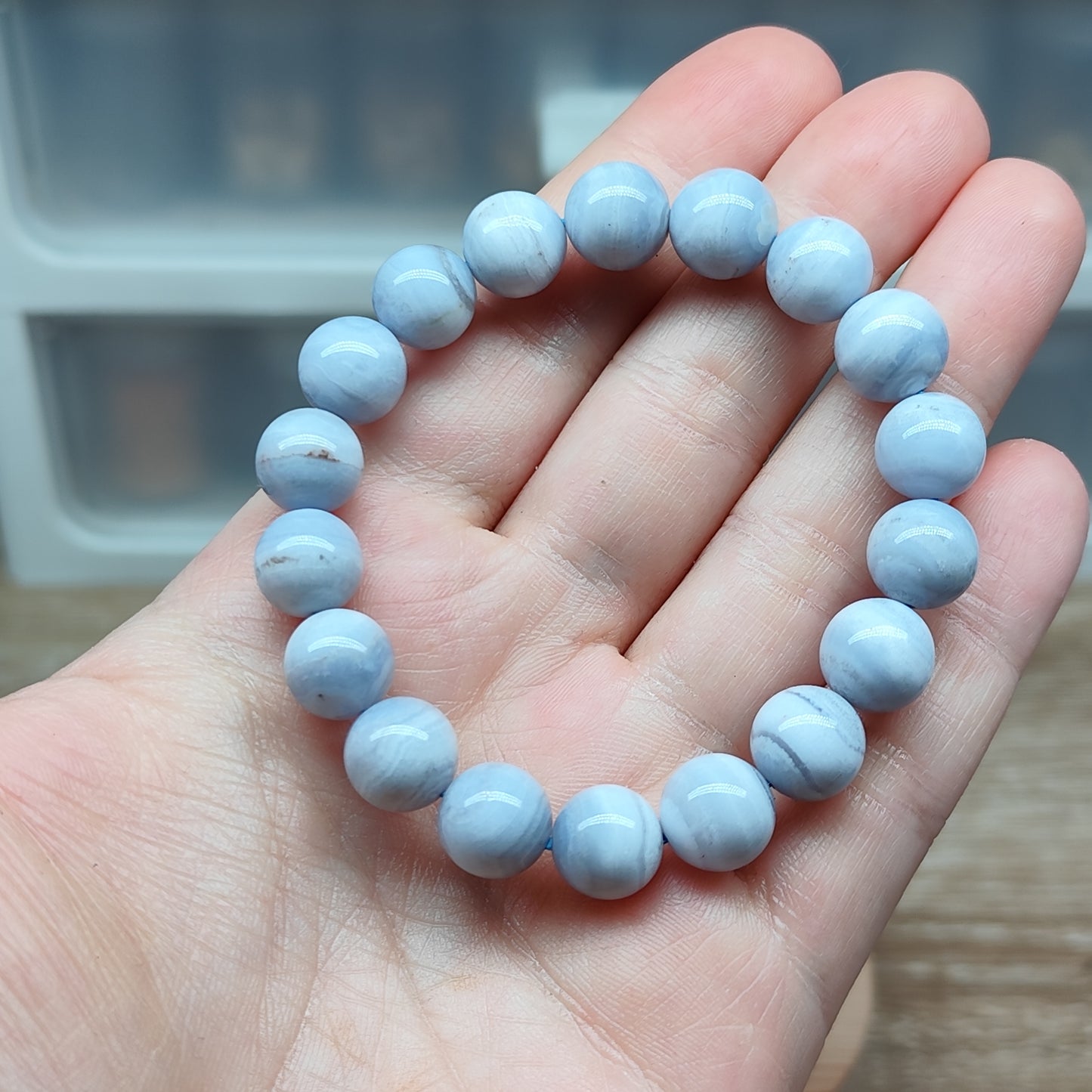 Agate bleue dentelle 15.5 cm